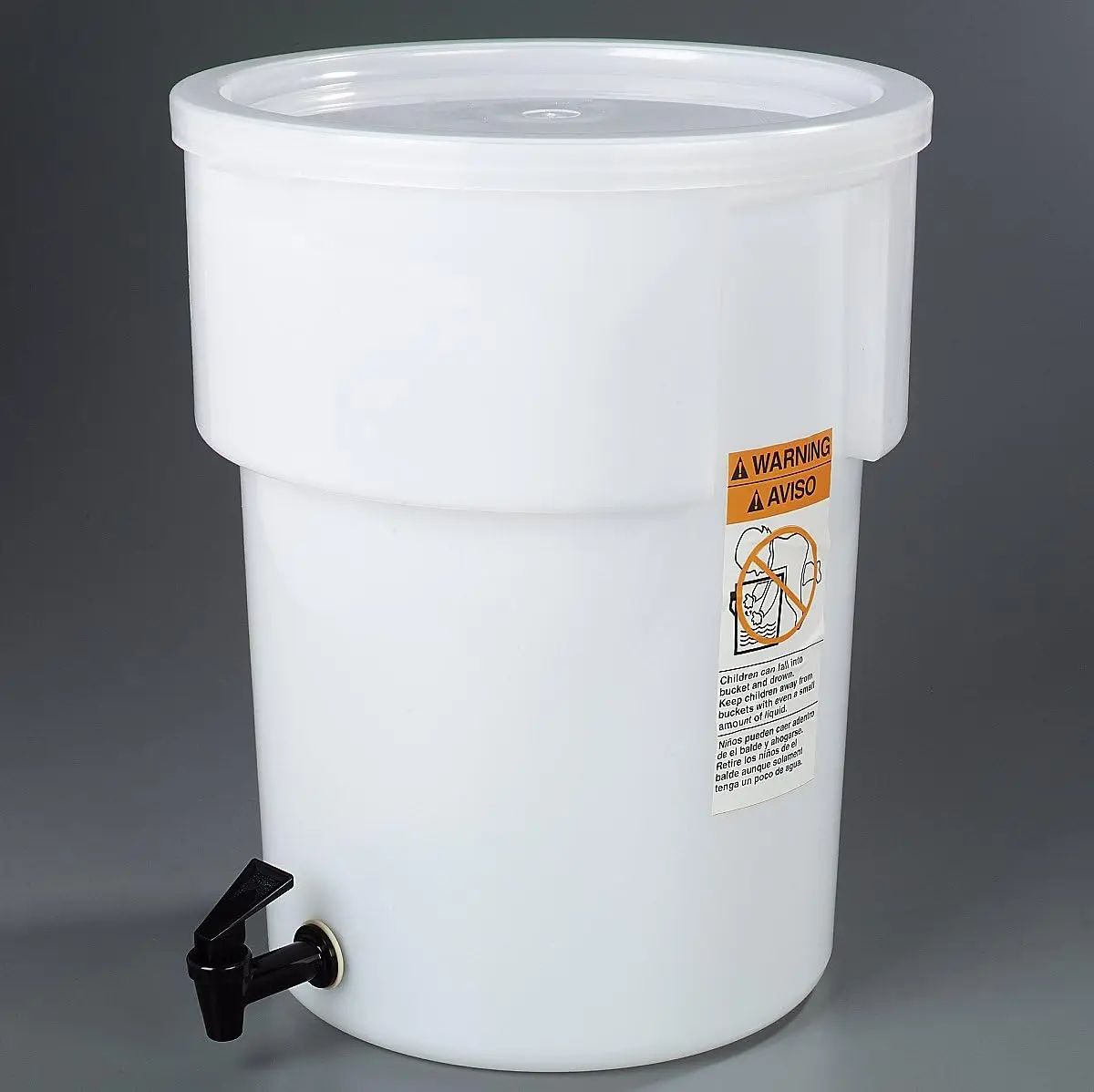FoodService Products Round Beverage Dispenser Drink Dispenser with Spigot for Catering, Plastic, 5 Gallons, White 5