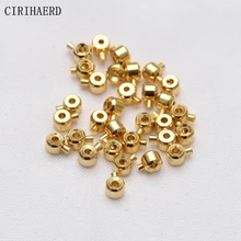  DIY Jewelry Accessories Positioning Buckle 14K Gold Plated Brass Crimp End Beads Snap Button Bracelet Necklace End Clip Clasps 