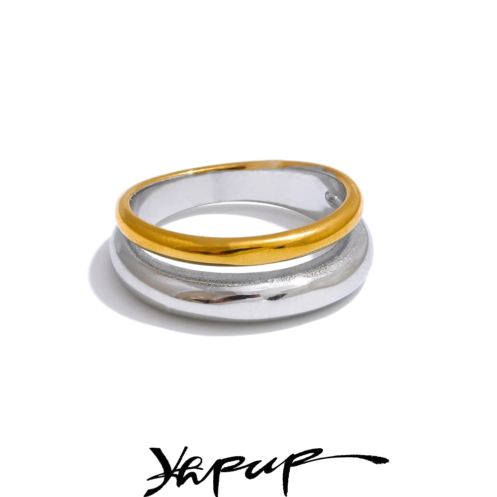 Yhpup Double Color Geometric Casting Ring