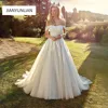 Customized Elegant A-Line Off the Shoulder Wedding Dress For Women Lace Applique Button Backless Bridal Gown Vestido De Novia 1