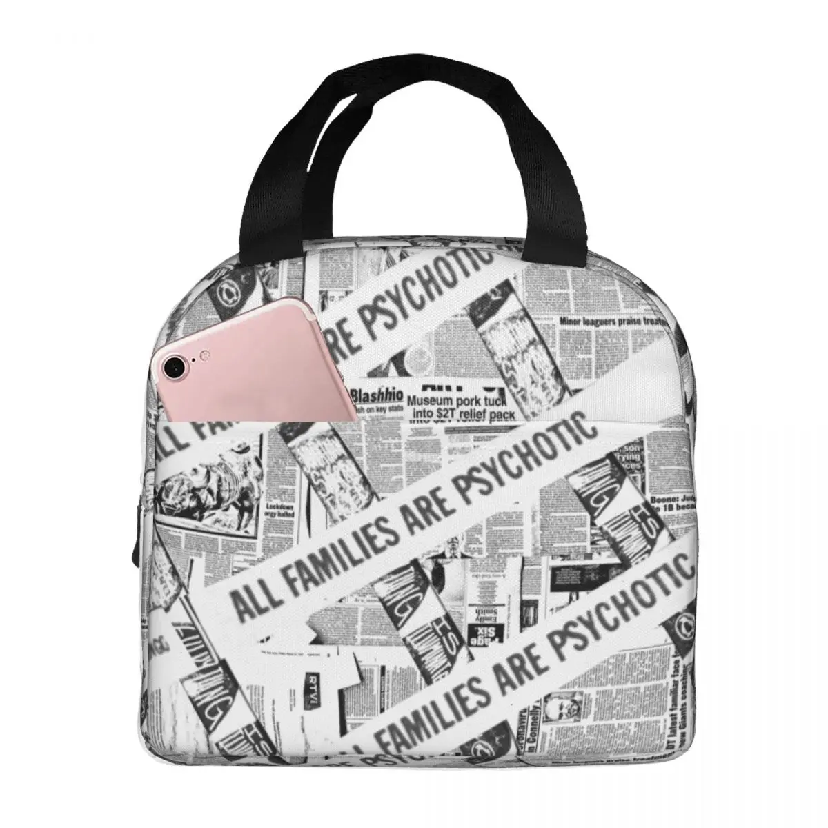 

Text Newspapers Decals Collage Art Thermal Insulated Lunch Bag Insulated bento bag Lunch Container Bento Pouch Large Tote
