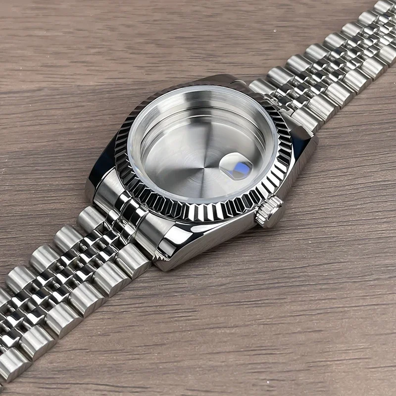NH35 Watch Case 36mm/39mm Fluted Bezel Sapphire Glass Stainless Steel Fit Nh35 Nh36 Movement For SK DJ Replacement Part