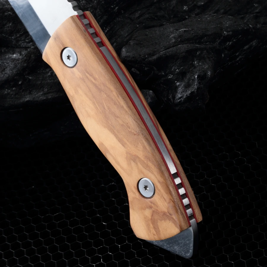 High-Density Stainless Steel Fruit  Meat Knife - Olive Wood Handle