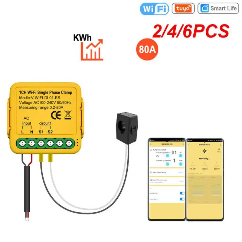 

Tuya WiFi Energy Meter 80A With Current Transformer Clamp KWh Power Monitor Electricity Statistics 110V 230V Alexa Home