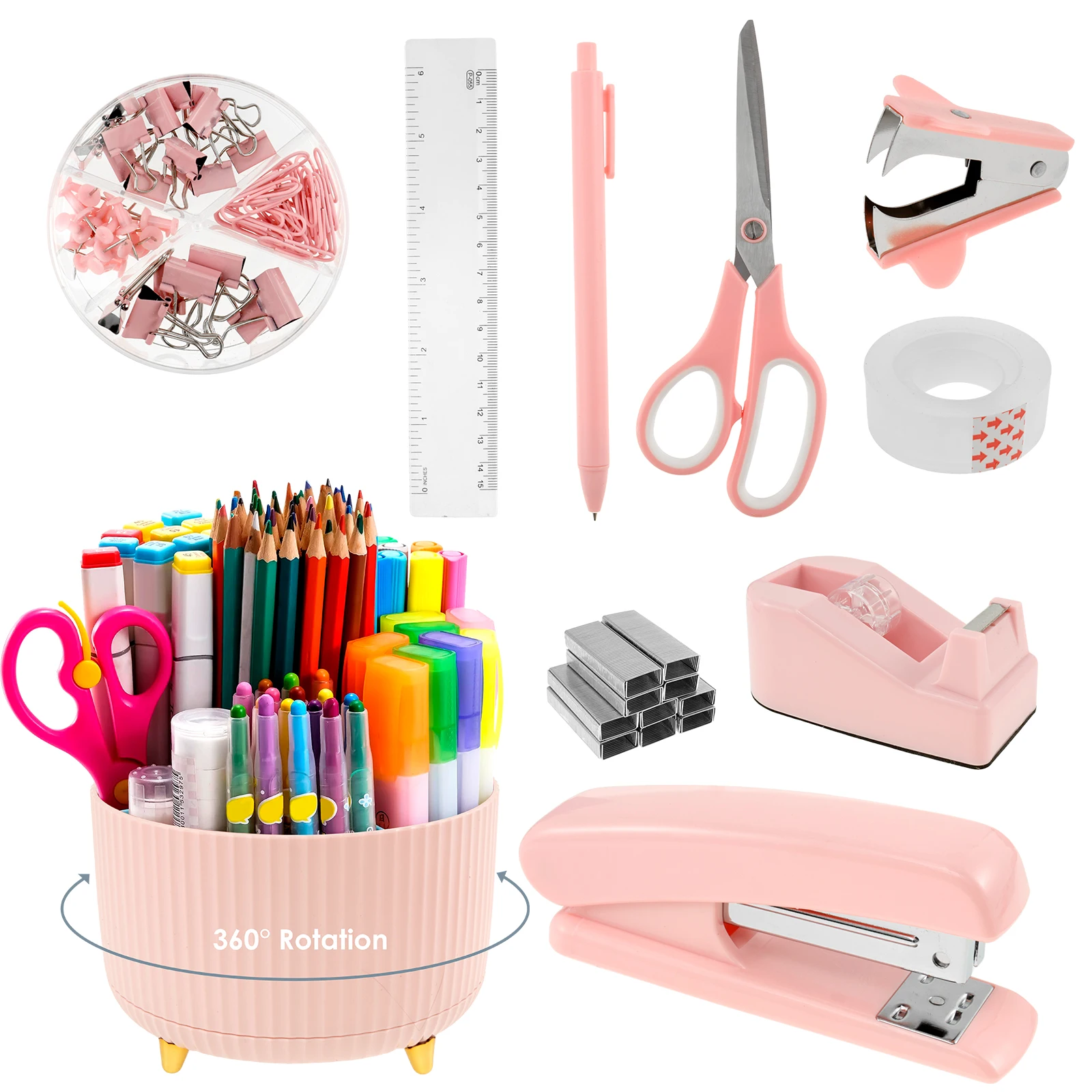 Office Supply Set Convenient Stapler and Tape Dispenser Set Cute Office Supplies Reliable Desk Accessories Practical