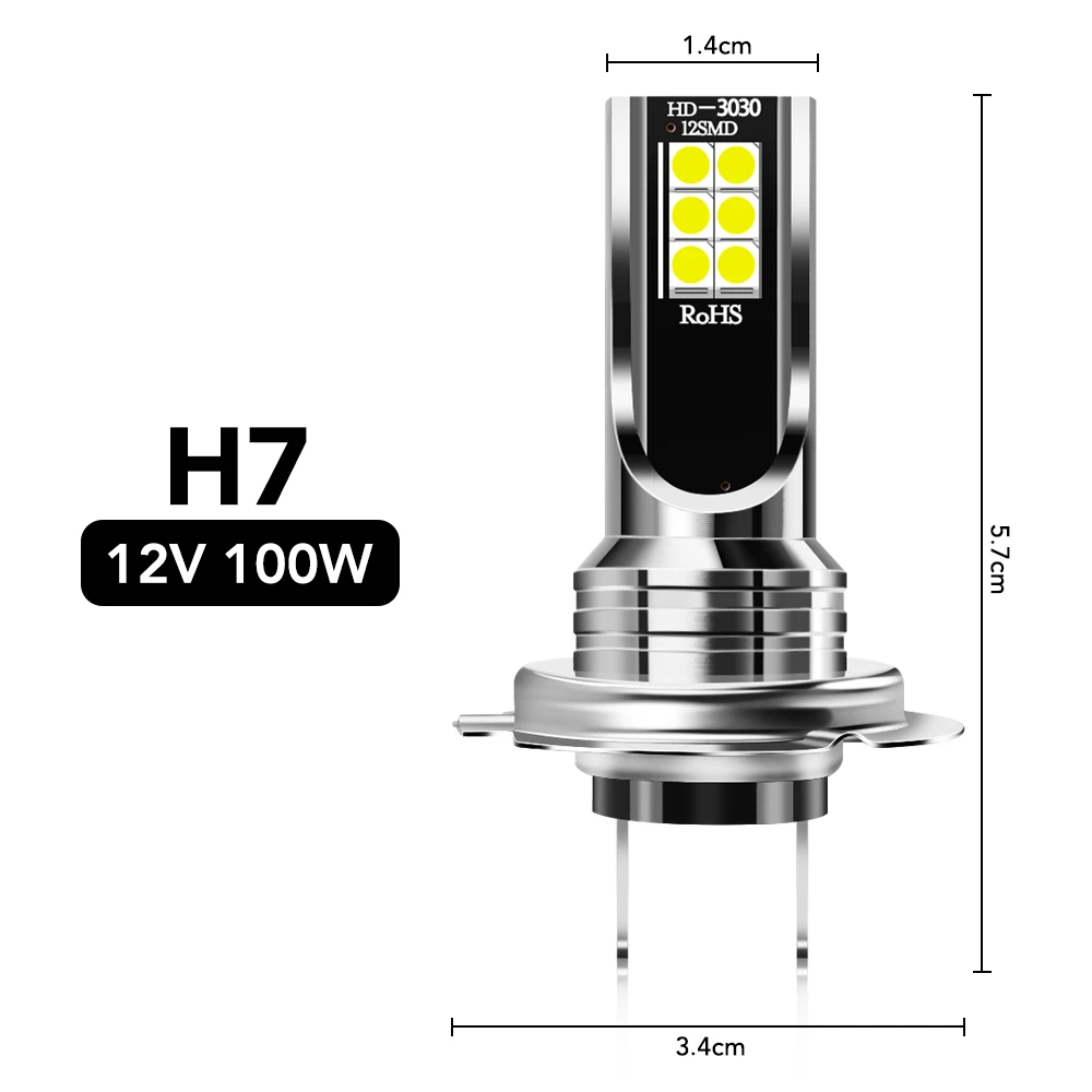 2x LED Headlight Bulbs H7 for Volkswagen VW Golf 4 6 7 GTI Tiguan Passat B5 B6 B7 CC