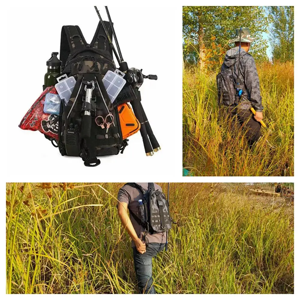 Outdoor Fishing Backpack Waterproof Breathable Ergonomic Design  Multipurpose Outdoor Sports Sling Bag