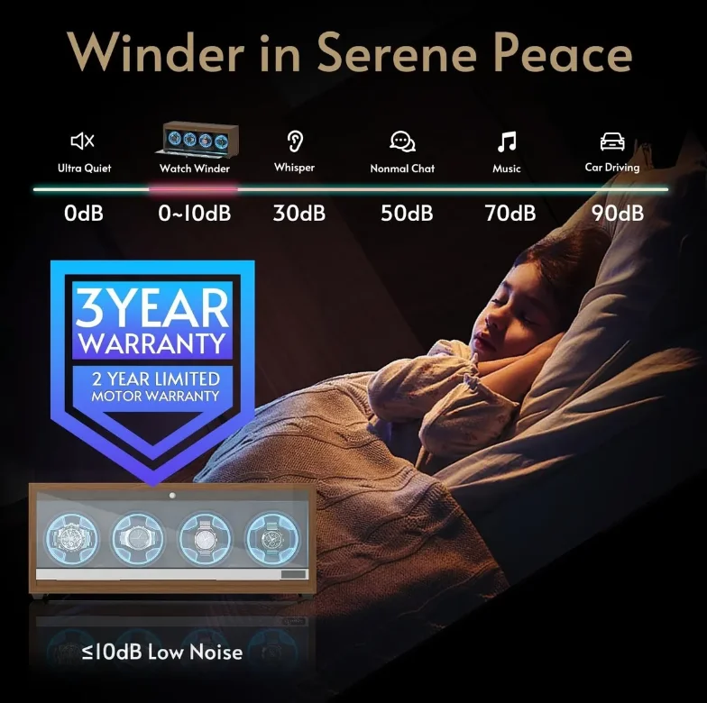 Automatic Watch Winder Box for Luxury Timepieces with 4 Slots, Ultra Quiet Japanese Mot... - SKU LAWW1120 - UGI Packaging