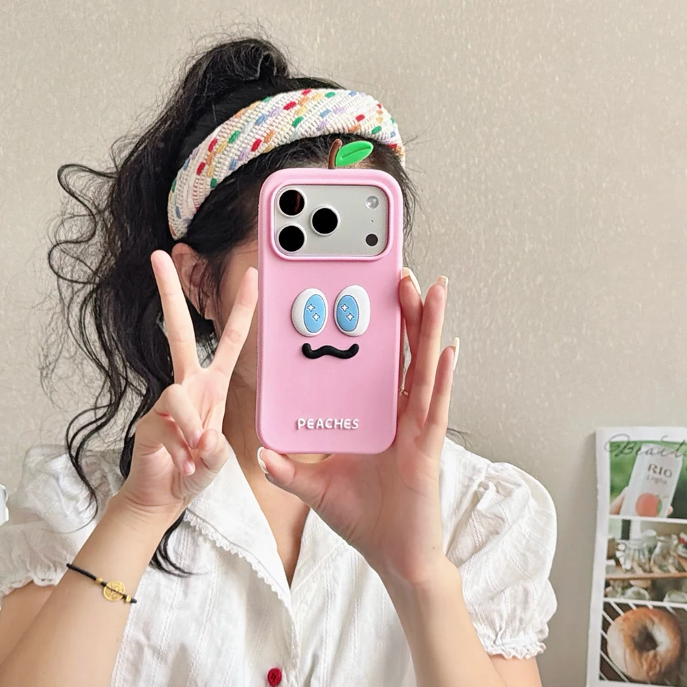 Kawaii 3D Cartoon Honey Peach Shockproof Soft Silicone Phone Case