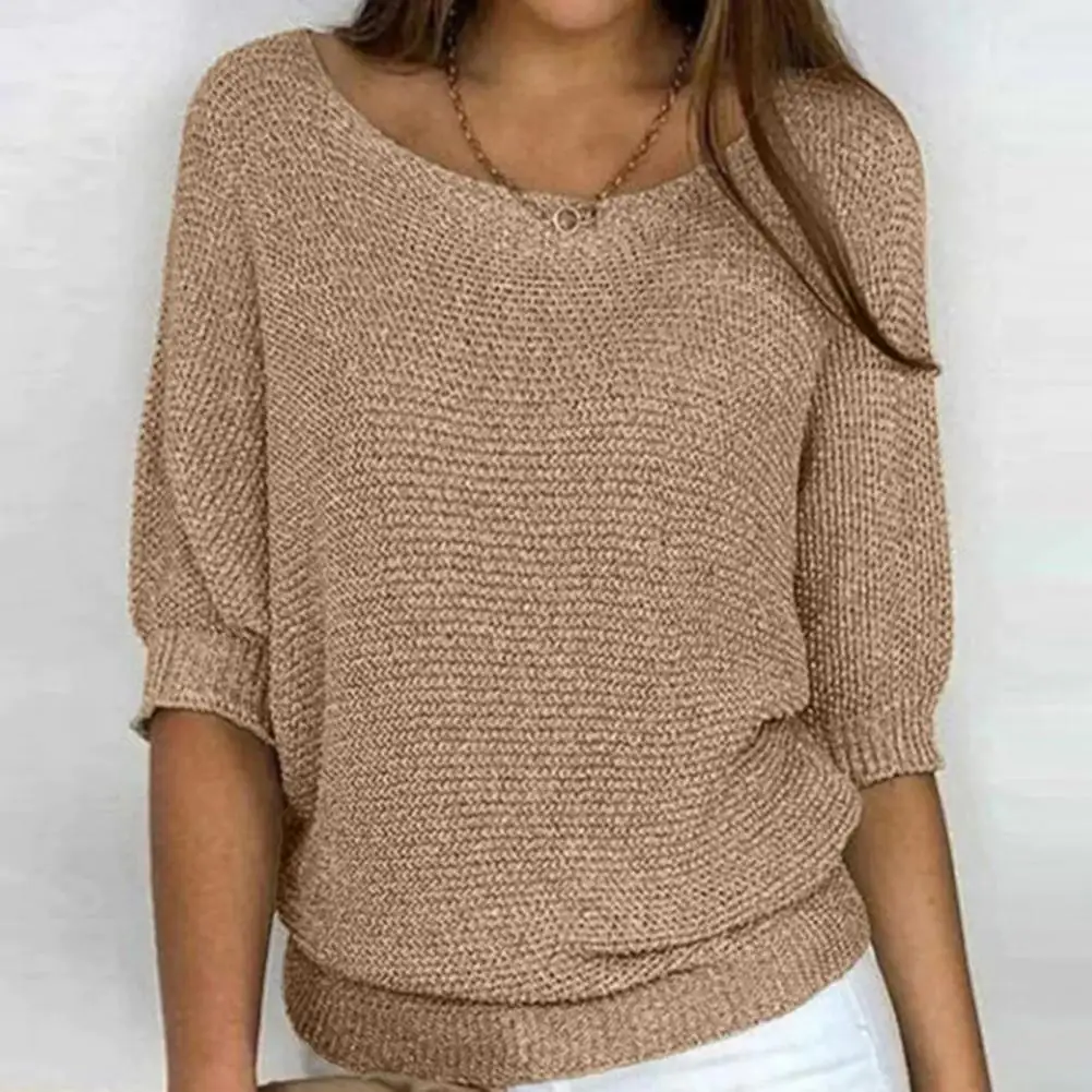 

Женский Однотонный свитер женский пуловер, свитер, Свободный пуловер стильный трикотаж с длинными рукавами, Высокоэластичный вязаный свитер