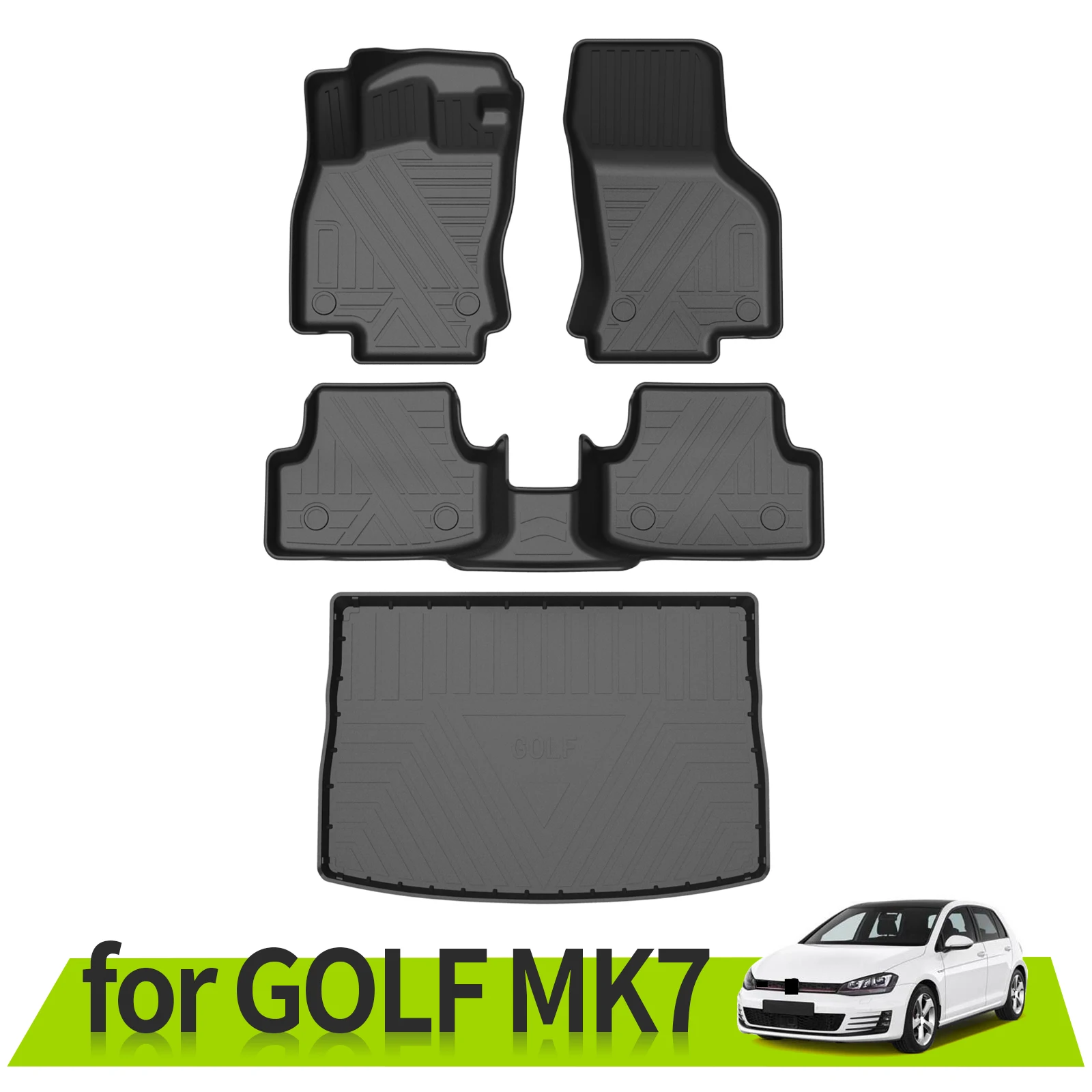 for VW GOLF MK7 20142019 Car Floor Mats Trunk Pad Waterproof AntiSlip