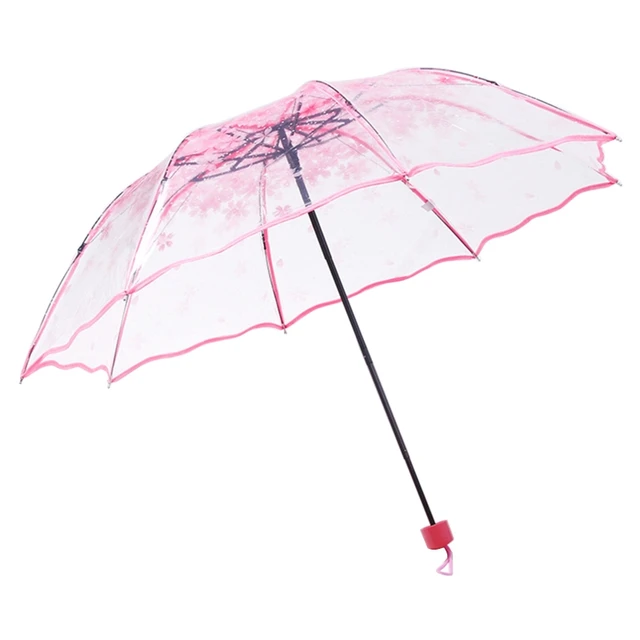 Kompakt Utazási Esernyő Uv-Ellenes Napsütéses Esernyők Átlátszó Tiszta Cseresznyevirág 3 Összecsukható Parasol 2022 Új - Image 4
