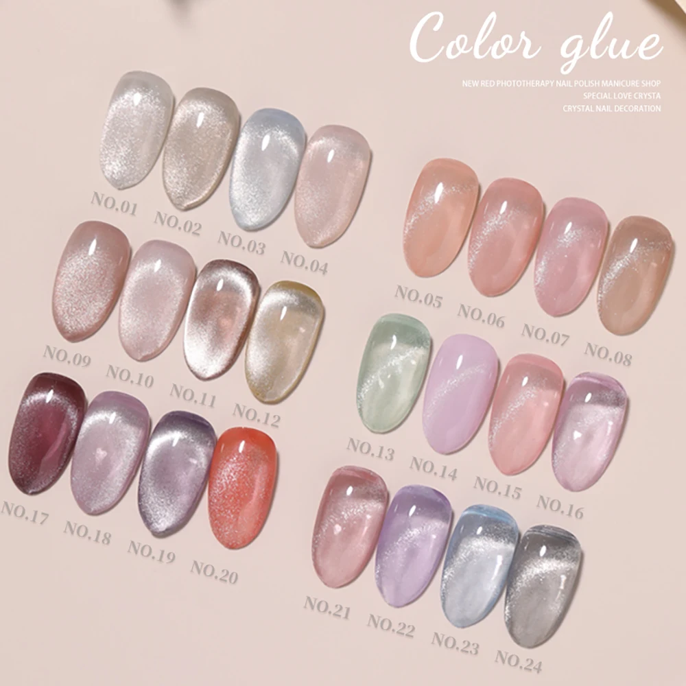 Vendeeni 24 Color/Set Transparent Crystal Cat Eye Gel Nail Polish Magnetic UV LED Gel Varnish Jelly Cat Eye Nail Art Gel Lacquer 3