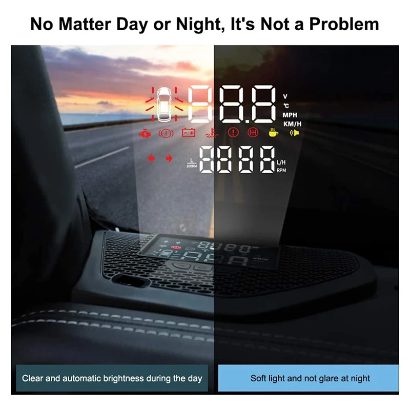 Car Head Up Display HD Projector Screen HUD Overspeed Alarm For Jeep Wrangler JL 2018 2019