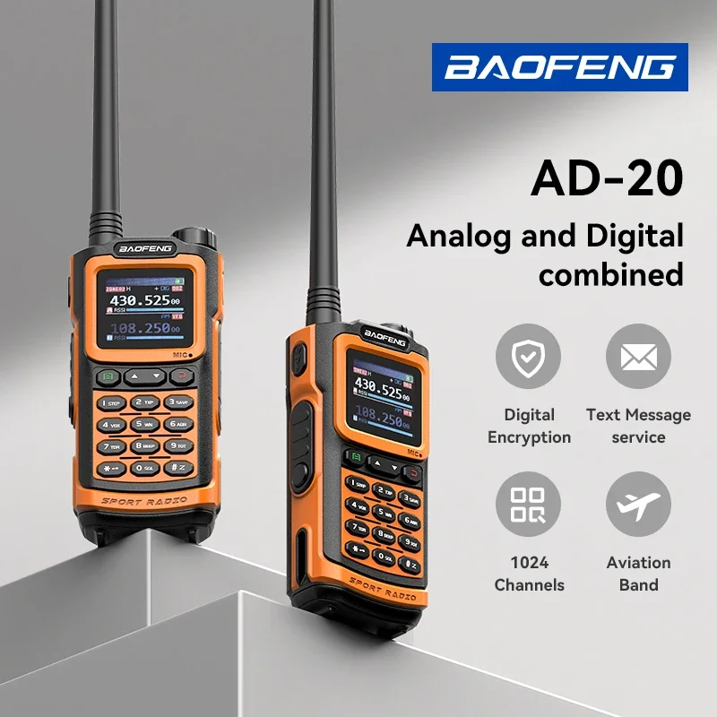 New Baofeng AD-20 Walkie Talkie AM/FM 1024CH Analog/Digital Wireless Copy Frequency Text Message Digital Encryption Record Radio 2
