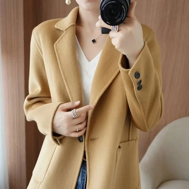 

Autumn And Winter Wool Jacket Womens Clothing Short Woolen Coats Slim Wild Elegant Female Korean Outerwear Thick Blazer Female