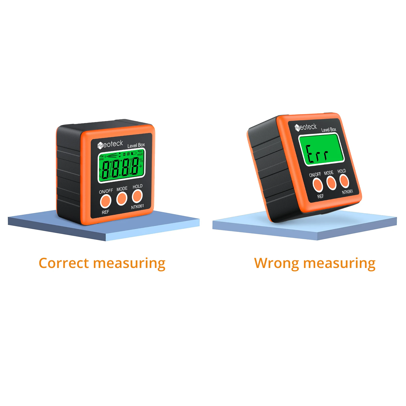 Neoteck Digital Inclinometer 4*90 Degree Magnetic Spirit Level Angle Finder Gauge Level Box Protractor Meter Tilt Measure Tool