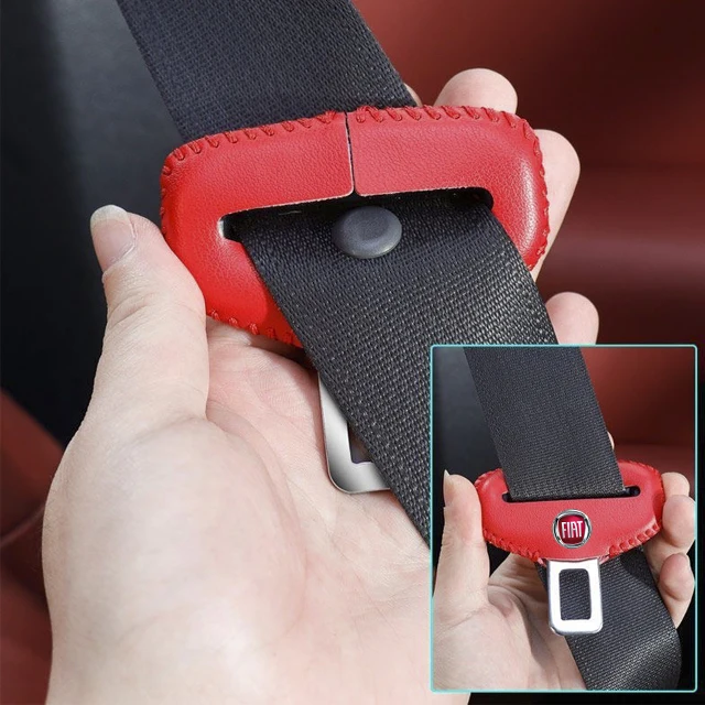 2pcs Car Seat Belt Buckle Cover Leather Protector Anti-collision Case For Fiat Punto 500 Panda Abarth Tipo