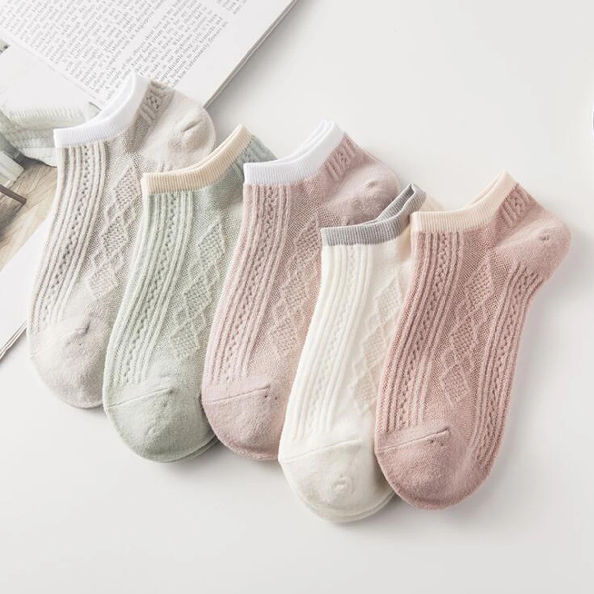 5 Paare/los Frauen Mädchen Mode Lässig Vintage Baumwolle Socken Sommer Söckchen