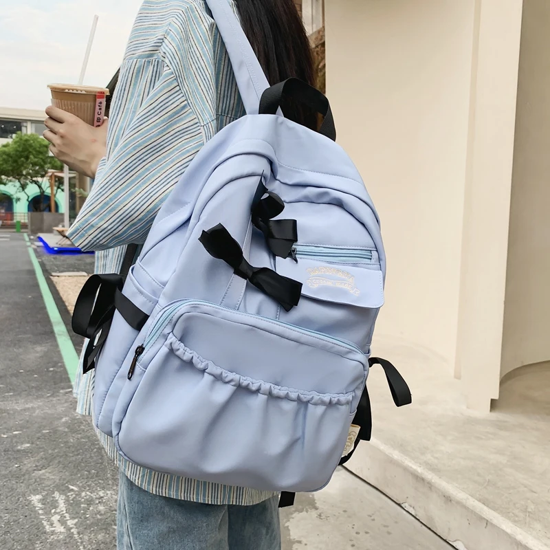Fashion Waterproof Women Backpack Bow Design Cute Schoolbag Girls Kawaii Rucksack High School Bookbag Travel Mochila