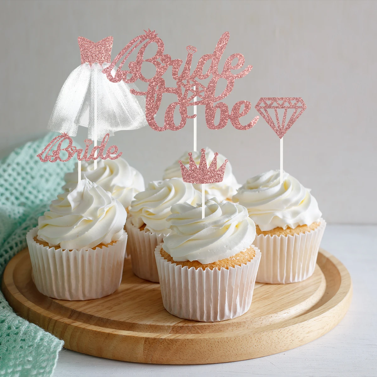 

1set Rose Gold Bride To Be Cupcake Toppers Ring Wedding Dress For Engagement Bridal Shower Bachelorette Hen Party Decor Supplies