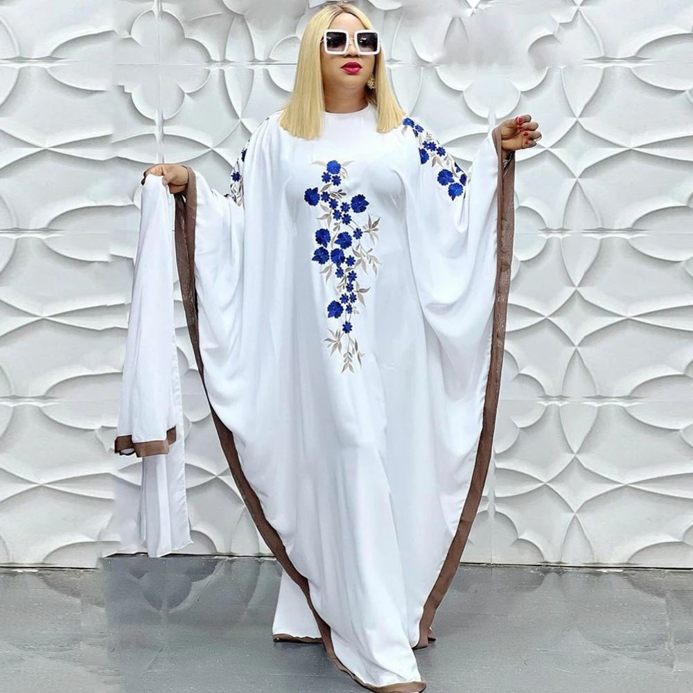 

Африканские платья для женщин Abaya размера плюс Рамадан мусульманский белый хиджаб Abayas вышитые цветы длинное платье свадебное платье
