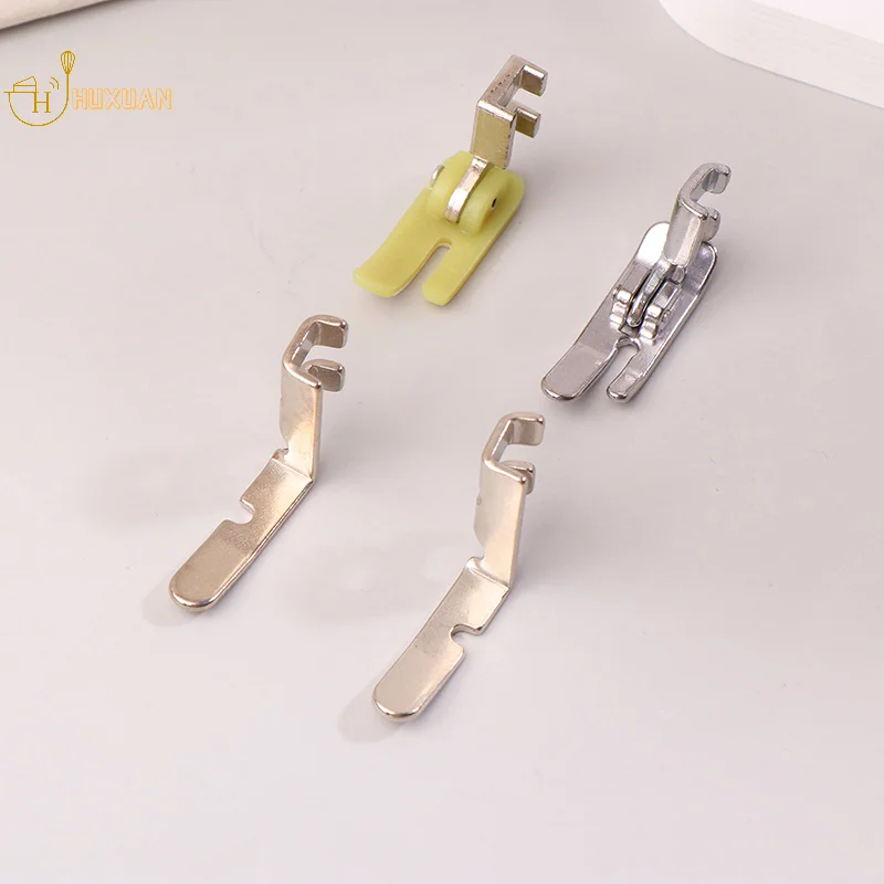 4Pcs Old Sewing Machine Zipper Presser Foot Set (Iron Presser Foot, Plastic Foot, Left Hole And Right Hole Single Side)