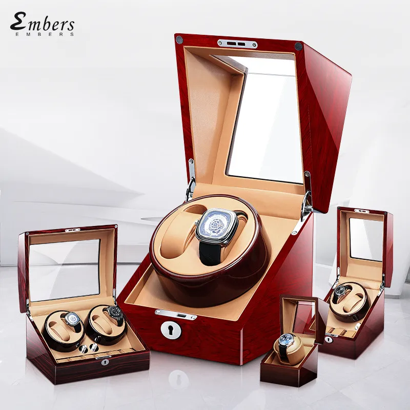 

Embers Luxury Single Watch Winder Battery Wooden Shaker Watch Box Automatic Winder Glass Storage Case Mabuchi Motro 2022 New