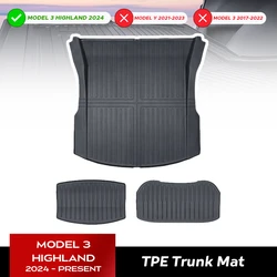 For Tesla Model 3 Highland 2024 Front and Back Trunk Mat TPE Carpet Waterproof Weather-resistant Pads Up and Down Layer Mats
