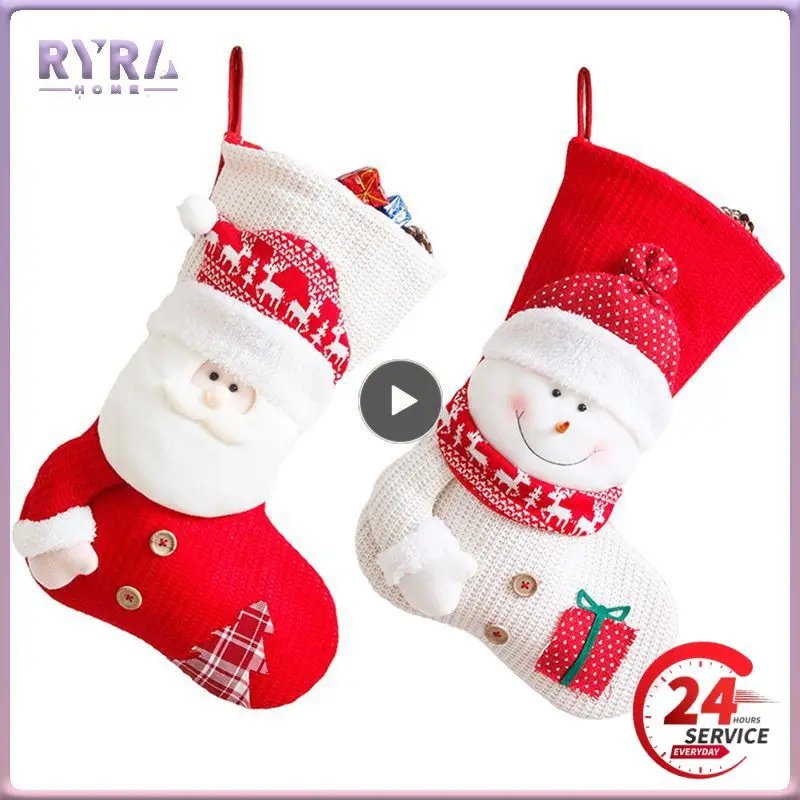 

Рождественские чулки с веревкой 2023 Санта-Клаус Новогодние рождественские подарки нетканые тканевые украшения для дома вечерние Noel Decor