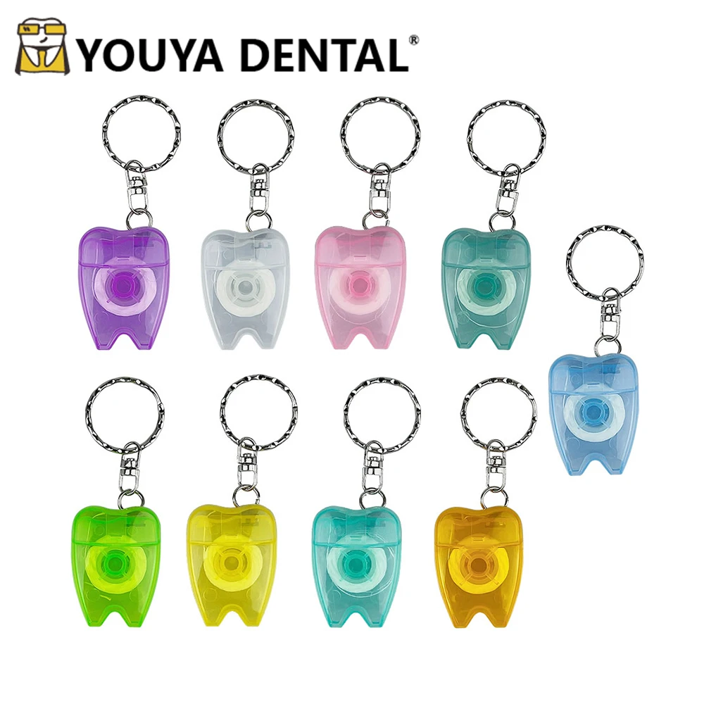 50/100pcs Dental Floss with Keychain for Gum Care Teeth Cleaning Oral