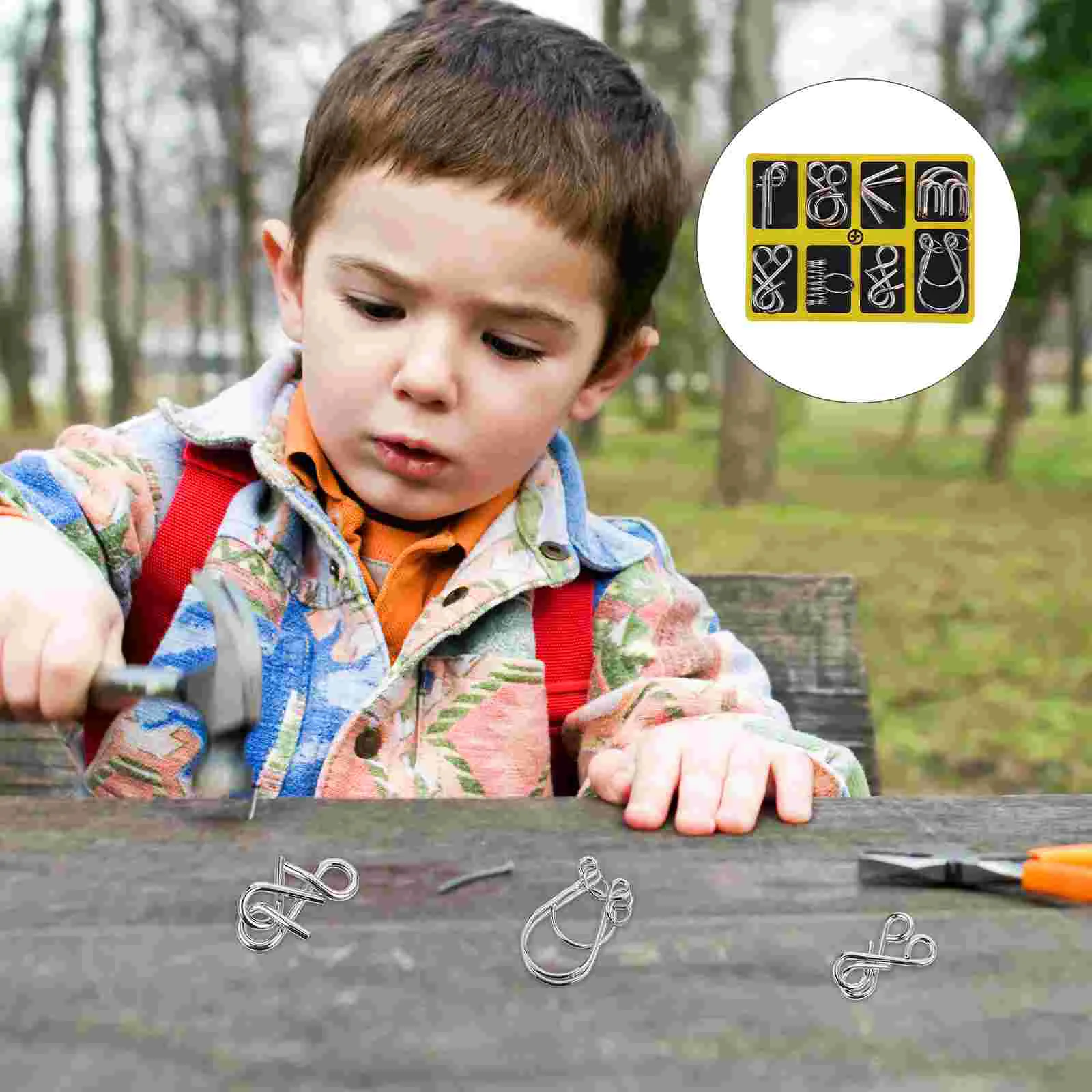 

2 Sets Unlock Toys Game Ring Stainless Steel Wire Puzzles Metal Disentanglement Interlock