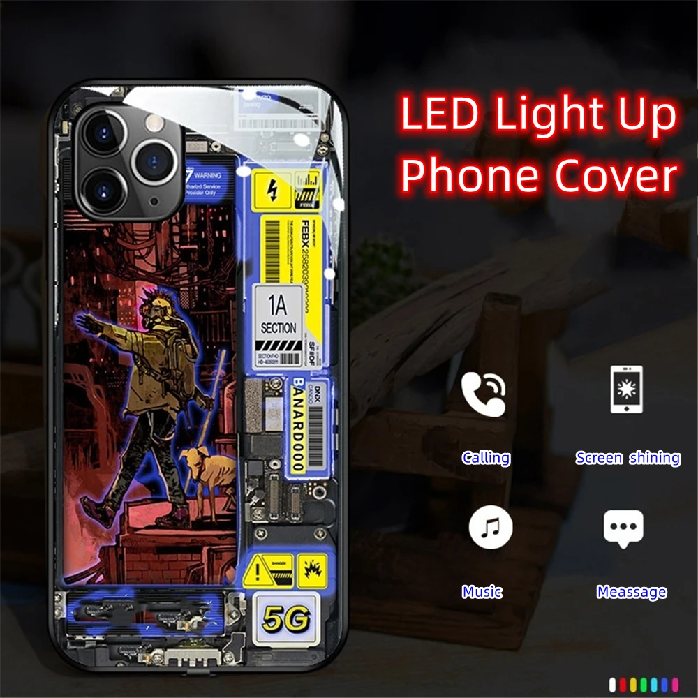 

2023 LED Light UP Remind Incoming Call TPU PC Clear Phone Case Tarot Card Cover For Samsung S23 S21 S22 Plus Ultra Note 10 20