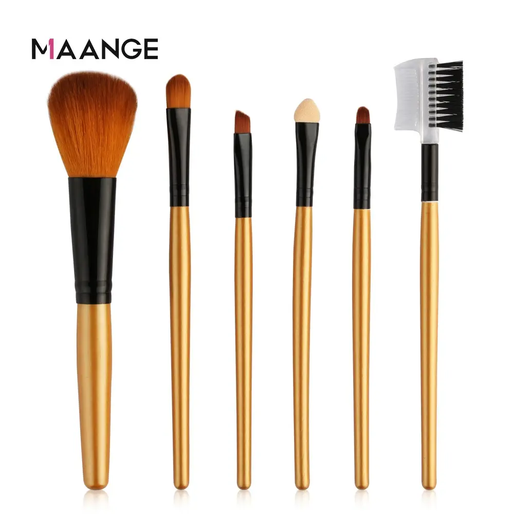 Maange Maange 6 Champagne Makeup Brushes Set Blush Brush Eye Shadow Brush Eyebrow Brush Beauty
