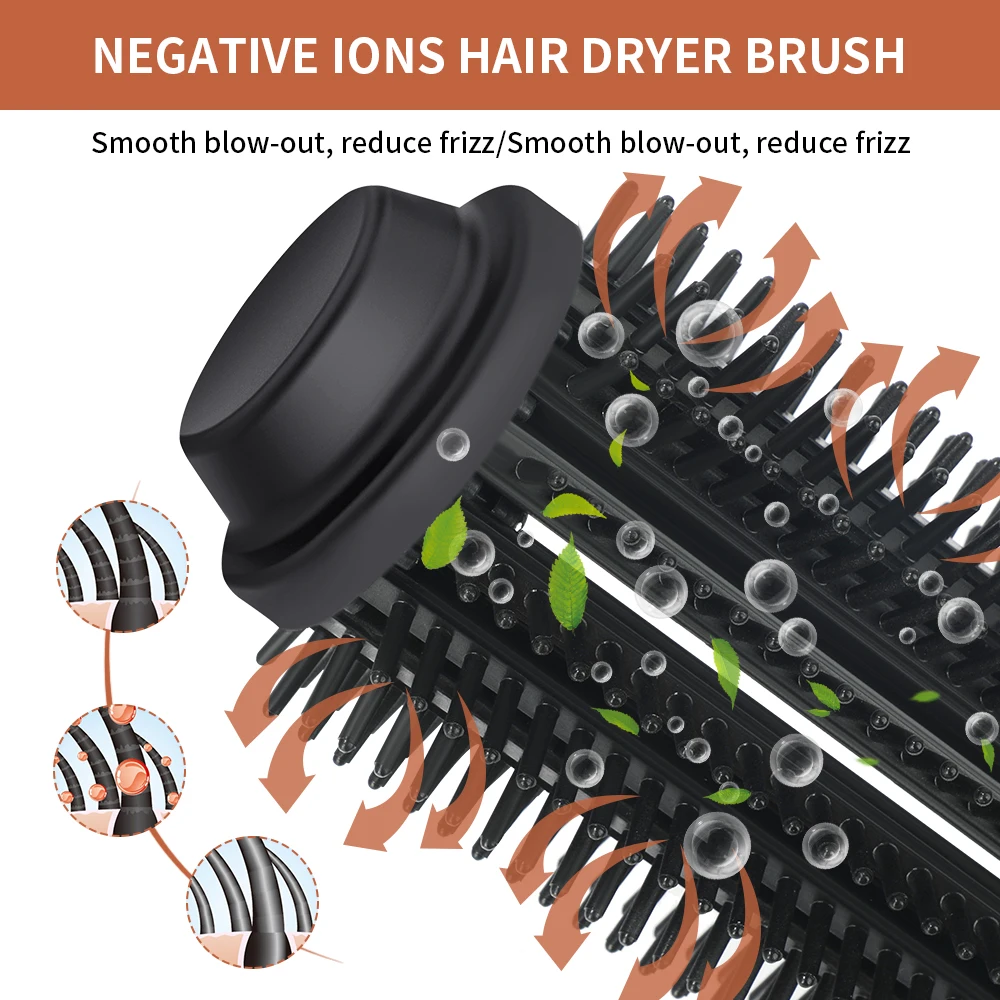 1000W Haartrockner Heißluftbürste Elektrischer Kamm Lockenwickler Glättbürste Ionen-Föhnbürste Haarvolumen-Styling-Tools_voghion.com
