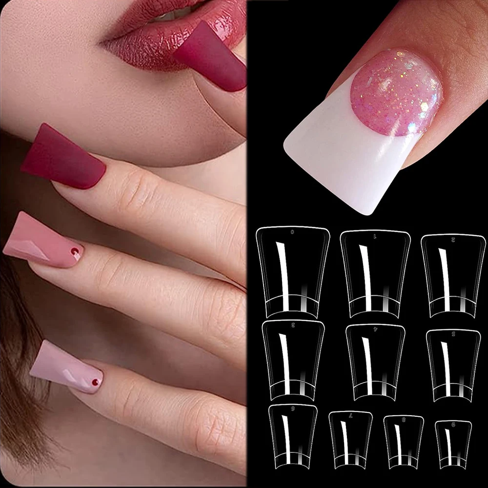 110Pcs Extra Long Duck Nail Tips Half Cover Clear XXL Flare Feet Nails  Press On Wide French Acrylic Gel False Nail Extension For Manicure Art  Salon | SHEIN