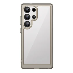 Luxury Silicone Shockproof Transparent Back Case Cover for Samsung Galaxy S25 Ultra (Gray)
