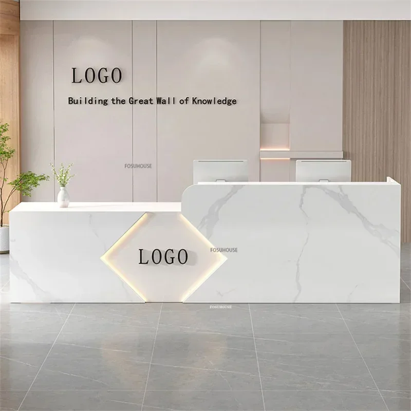 Company Front Desk Beauty Salon Pink Reception Desk Clothing Store Cashier Training Institution Information Service Counter