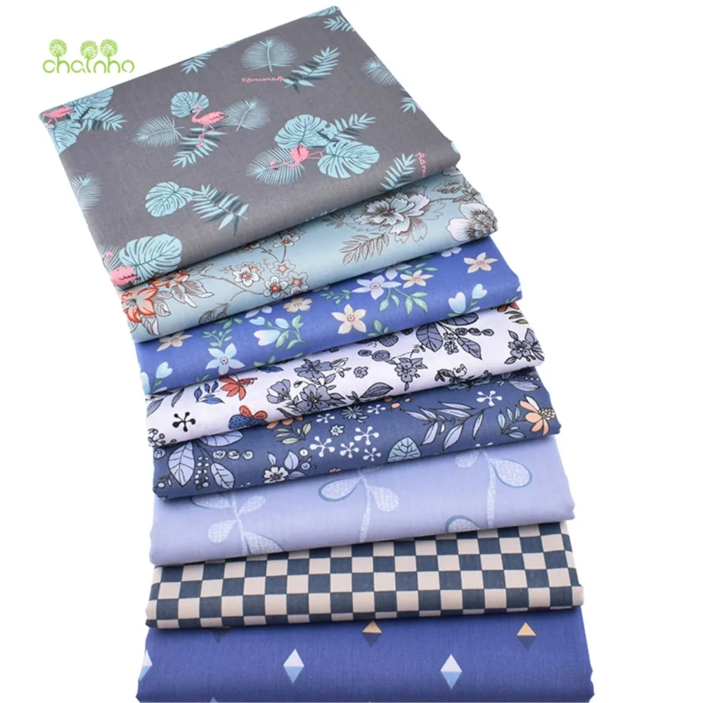 Chainho,Printed Twill Weave Cotton Fabric,DIY Sewing Quilting Material,Patchwork Cloth,8 Designs Floral Series,2 Sizes,15C245