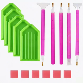 Kit per Pittura con Diamanti: Un Set di Accessori per Pittura con Diamanti 5D Fai-da-Te, che Include una Penna per Punti di Diamante e Pinzette.