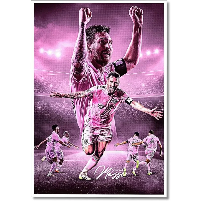 Football Superstar Messi Poster, Poster Messi Per Ragazzi Arredamento Camera Da Letto, Sport Calcio Tela Wall Art Metal Wall Sign