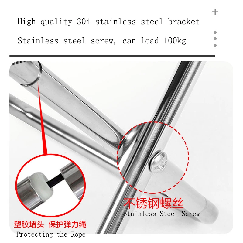 Stainless Steel Folding Outdoor Portable Telescopic Stool Camping Fishing Stool Telescopic Chair Easy to Fold Load Bearing 100kg