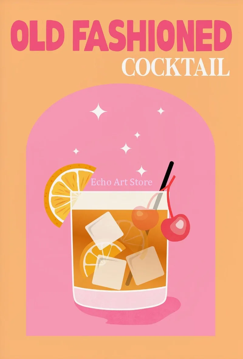 thumbnail image 1 of Pósteres e impresiones de cócteles coloridos retro, ron, bebida de moda, zumo de fruta, lienzo, arte de pared, imagen para decoración de bar y cocina, 1 of 5