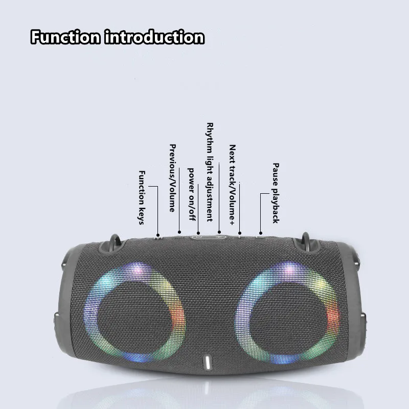 Altavoz bluetooth portátil de alta potencia, subwoofer inalámbrico de 100W,  con luz RGB colorida, resistente al agua, estéreo envolvente 360, TWS, FM,  boombox - AliExpress