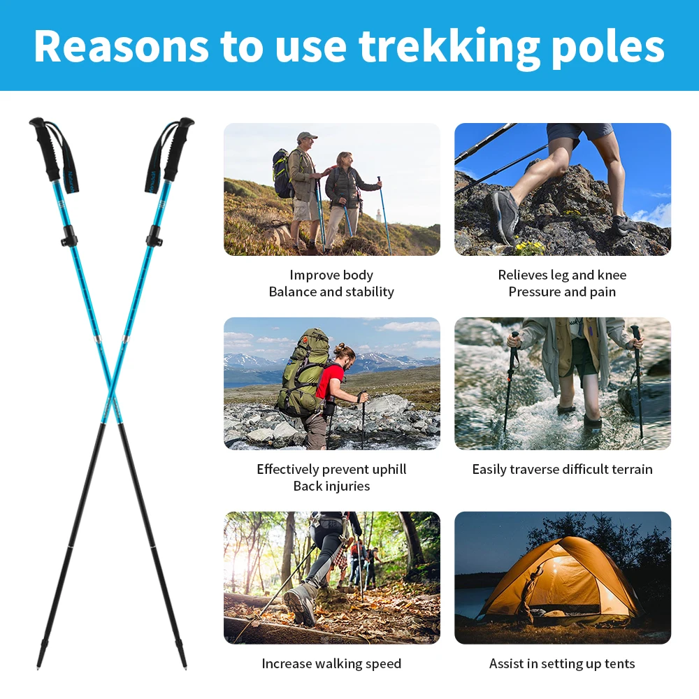 Naturehike St09 Nordic Trekking Poles Ultralight Foldable Aluminum Alloy Walking Sticks Portable Outdoor Travel Hiking Poles 6