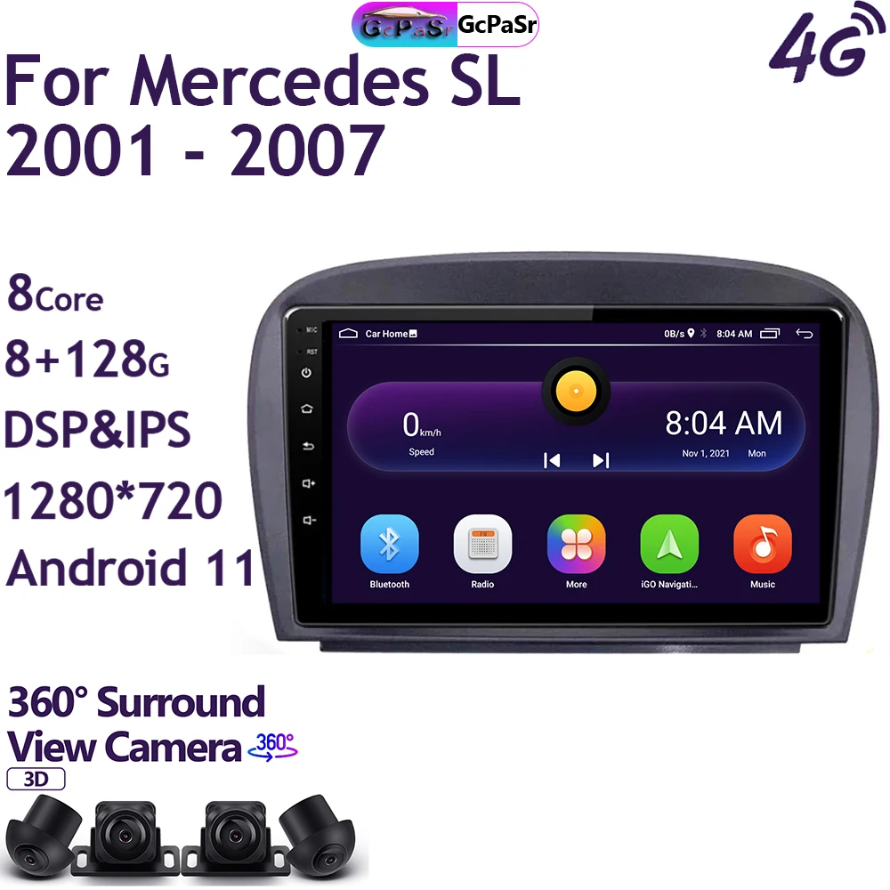 Car Radio Multimedia Video Player For Mercedes SL R230 SL350 SL500 SL55 SL600 SL65 2001 - 2007 Android 11 Navigation GPS | Автомобили и