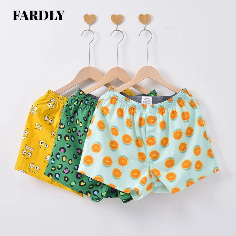 

3pcs Mens Boxers Shorts Men Underwear 100%Cotton Loose Shorts Homewear Comfortable Boxers Pack Multi Color Printed Men's Panties