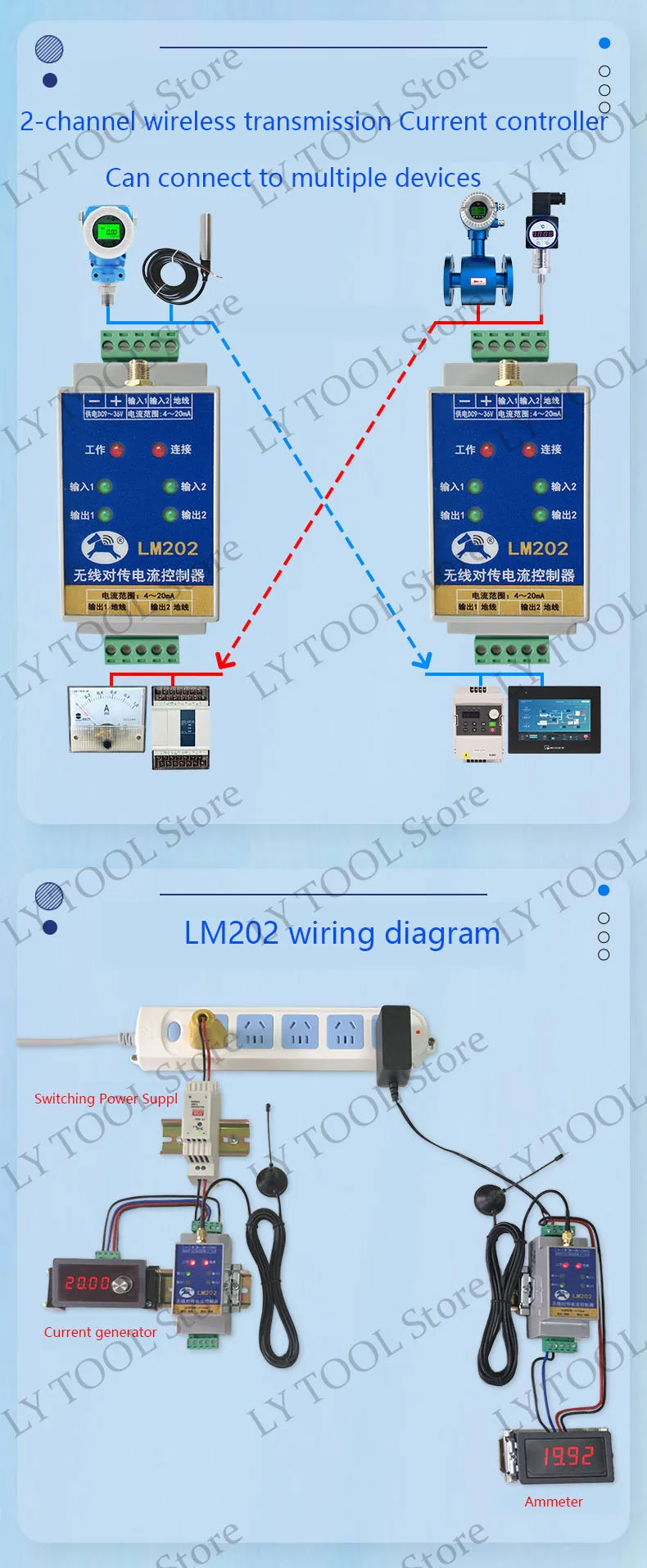 LM202 analog wireless transmission module current controller 4-20mA current acqu