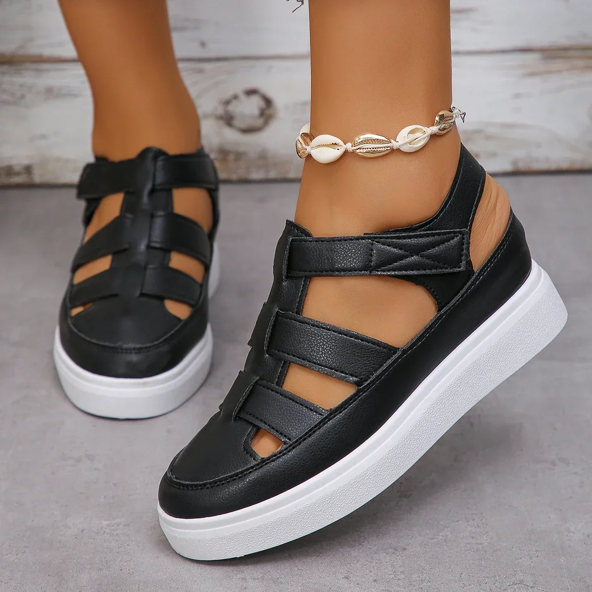 Women Sandals New Summer Wedges Heels Platform Sandals Women Hollow Out Gladiator Sandals Breathable Thick Sole Shoes for Women - 6