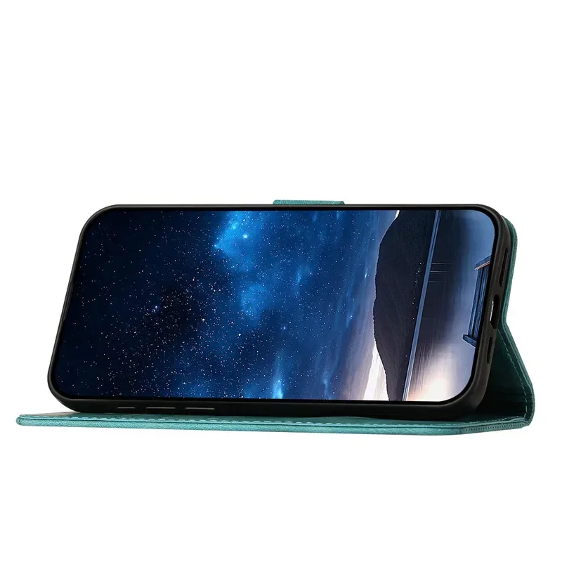 Patterned Flower Leather Wallet Phone Case with Card Holder and Flip Cover